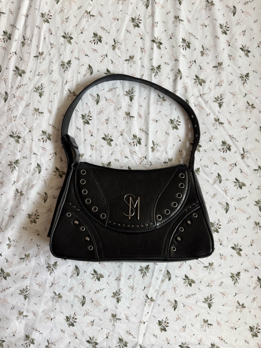 Steve Madden Black Shoulder Bag with Silver Hardware